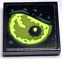 Tile 2 x 2 with Olive Green and Yellowish Green Eye with Black Pupil Pattern Model Right Side (Sticker) - Set 70435