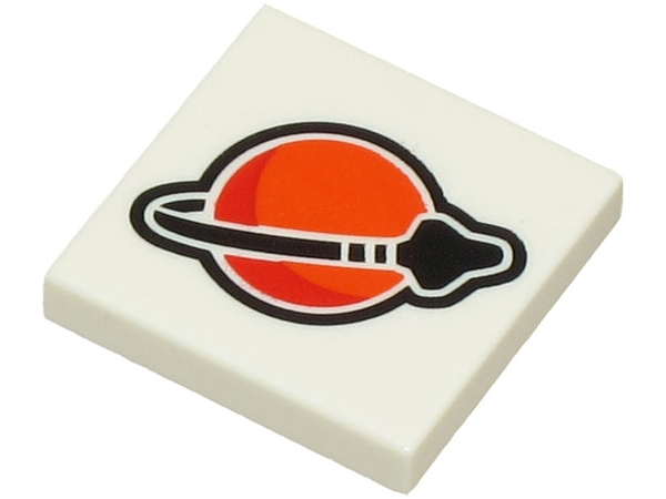 Tile 2 x 2 with Reddish Orange, Red and Black Classic Space Logo Pattern