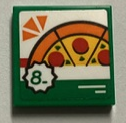Tile 2 x 2 with Pepperoni Pizza and Number 8 in Starburst Pattern (Sticker) - Set 60380