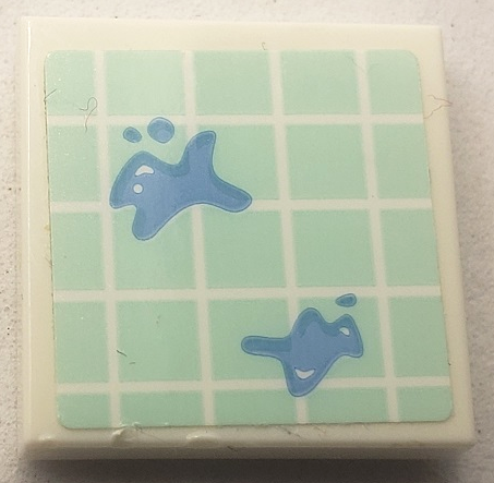 Tile 2 x 2 with Light Aqua Tiles and Medium Blue Water Splashes Pattern (Sticker) - Set 41710