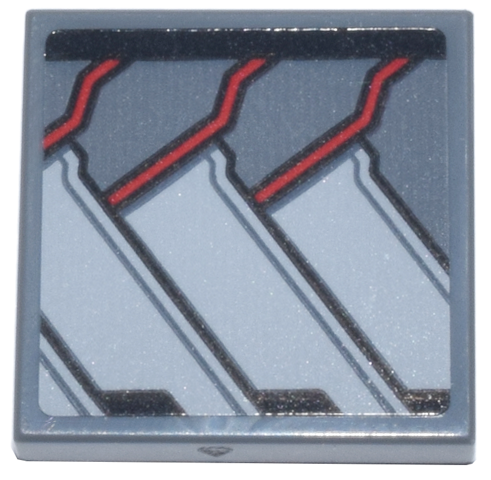 Tile 2 x 2 with Black, Red, and Light Bluish Gray Panels and Stripes (Falcon Armor Wings) Pattern Model Left Side (Sticker) - Set 76269