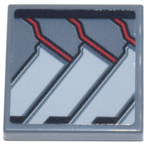 Tile 2 x 2 with Black, Red, and Light Bluish Gray Panels and Stripes (Falcon Armor Wings) Pattern Model Right Side (Sticker) - Set 76269