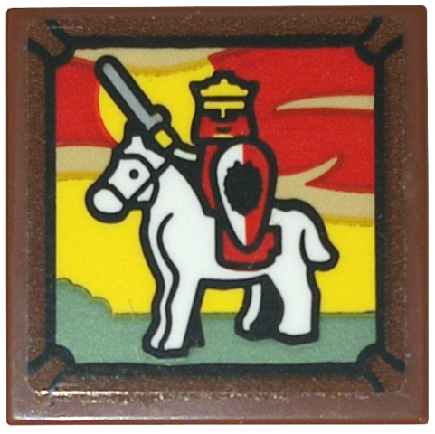 Tile 2 x 2 with Horse and Knight Painting Pattern (Sticker) - Set 10332
