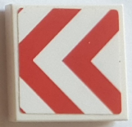 Tile 2 x 2 with Red Danger Chevrons Pattern (Sticker) - Set 75883