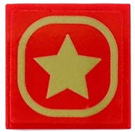 Tile 2 x 2 with Gold Star and Border Pattern (Sticker) - Set 41448