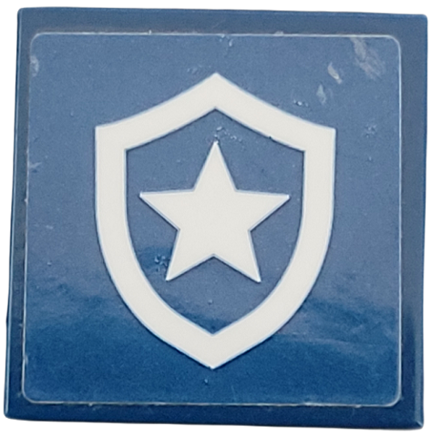 Tile 2 x 2 with White Police Star Badge Logo Pattern (Sticker) - Set 60272