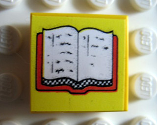 Tile 2 x 2 with Book, Open Pattern (Sticker) - Set 230-1