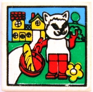 Tile 2 x 2 with Fabuland House and Cat Pattern