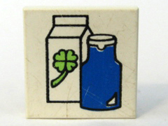 Tile 2 x 2 with Fabuland Milk Pattern