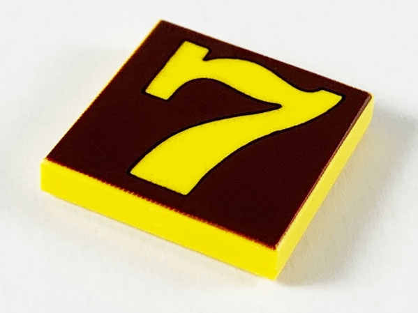Tile 2 x 2 with Number  7 Brown Background Pattern