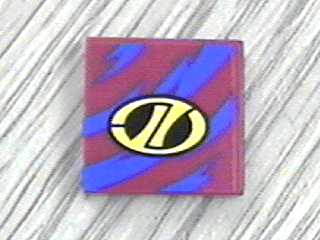 Tile 2 x 2 with Yellow Stylized 'LT' on Black Oval Racing Logo over Blue Streaks Pattern (Sticker) - Set 8244