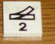 Tile 2 x 2 with Black Train Track Switch Point Left and Number 2 Pattern