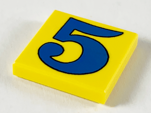 Tile 2 x 2 with Number  5 Blue Pattern
