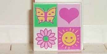 Tile 2 x 2 with 4 section Heart, Sun, Flower, Butterfly Pattern