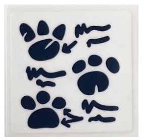Tile 2 x 2 with Dark Blue Paw Prints, Arrows and Writing Squiggles Pattern (Sticker) - Set 41681