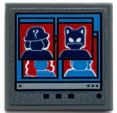 Tile 2 x 2 with Computer Screen and The Riddler and Catwoman Minifigure Silhouettes Pattern (Sticker) - Set 70912