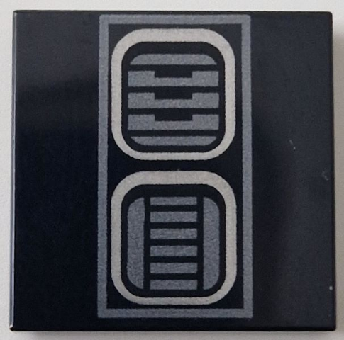 Tile 2 x 2 with Dark Silver SW R2-D2 Astromech Droid Vents with Rectangle Border Pattern