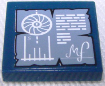 Tile 2 x 2 with MetalBeard's Sea Cow Chart with Number 5, Wheel and Graph Pattern (Sticker) - Set 70810