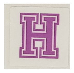 Tile 2 x 2 with Medium Lavender Capital Letter H Pattern (Sticker) - Set 41682