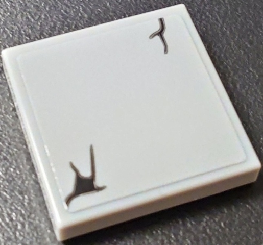 Tile 2 x 2 with Black Stone Cracks and Hole Pattern (Sticker) - Set 40598