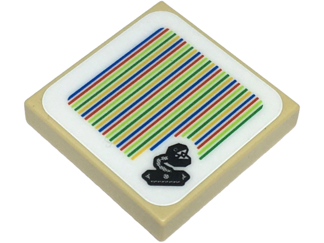 Tile 2 x 2 with Super Mario Scanner Code Chain Chomp Pattern (Sticker) - Set 71435