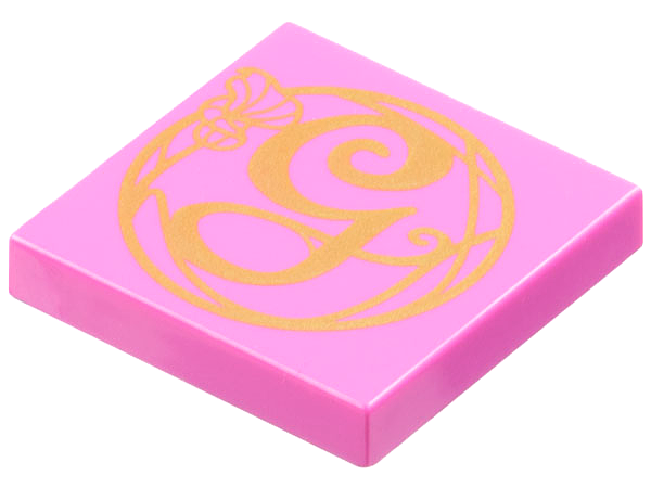 Tile 2 x 2 with Gold Script Capital Letter G (Glinda) and Flower Pattern