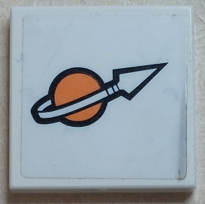 Tile 2 x 2 with Orange and White Classic Space Logo Pattern (Sticker) - Set 7649