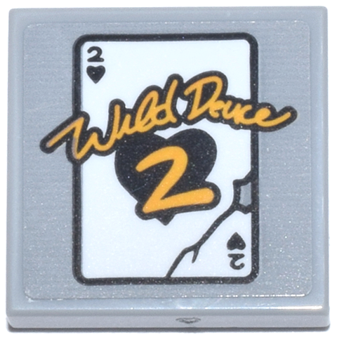 Tile 2 x 2 with Black and White Playing Card 2 of Hearts with Torn Corner and Bright Light Orange 'Wild Deuce 2' Pattern (Sticker) - Set 76271