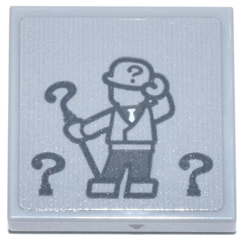 Tile 2 x 2 with Dark Bluish Gray The Riddler Minifigure with Question Marks and White Tie Pattern (Sticker) - Set 76271
