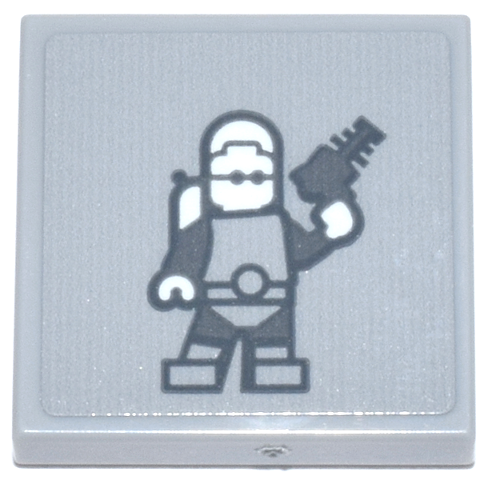 Tile 2 x 2 with Dark Bluish Gray Mr. Freeze Minifigure with Gun, White Head, Hands and Air Tanks Pattern (Sticker) - Set 76271