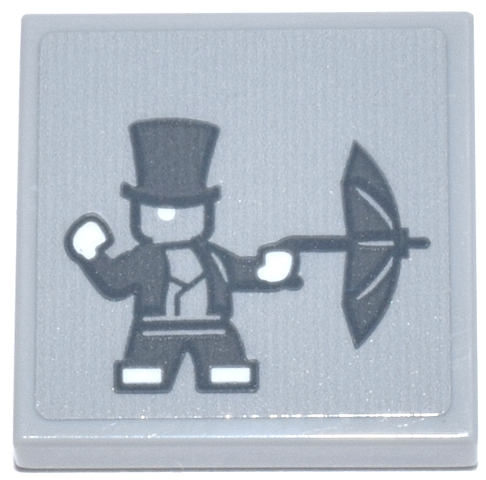 Tile 2 x 2 with Dark Bluish Gray The Penguin Minifigure with Umbrella, White Monocle, Hands and Toes Pattern (Sticker) - Set 76271