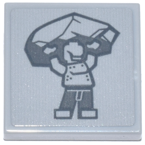 Tile 2 x 2 with Dark Bluish Gray Killer Croc Minifigure Holding Large Rock Pattern (Sticker) - Set 76271
