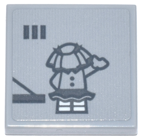 Tile 2 x 2 with Dark Bluish Gray Baby-Doll Minifigure with White Legs in Prison Cell Pattern (Sticker) - Set 76271