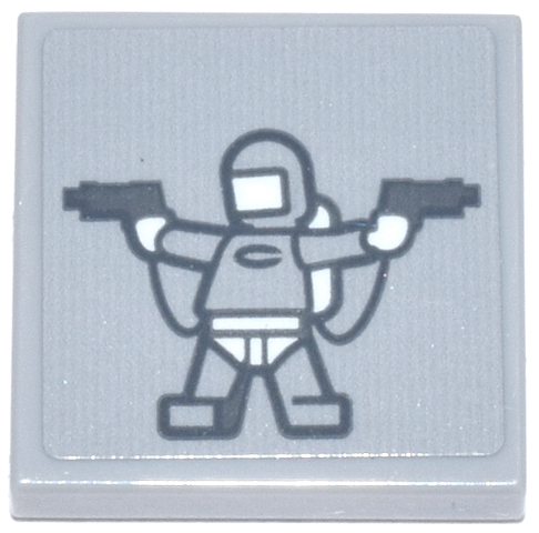 Tile 2 x 2 with Dark Bluish Gray Condiment King Minifigure with 2 Guns, White Hands, Visor, Airtanks and Underwear Pattern (Sticker) - Set 76271