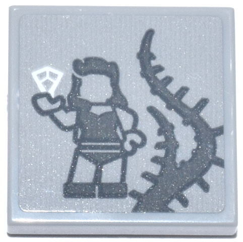 Tile 2 x 2 with Dark Bluish Gray Poison Ivy Minifigure with White Jewel Pattern (Sticker) - Set 76271