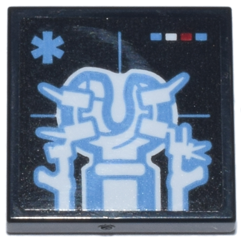 Tile 2 x 2 with Medium Blue and White X-Ray of Hand with Pins and Wires Pattern (Sticker) - Set 76218