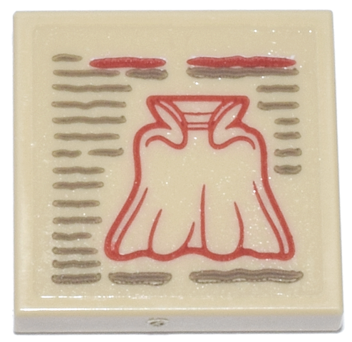 Tile 2 x 2 with Red Cape Cloak of Levitation and Dark Tan Text Pattern (Sticker) - Set 76218