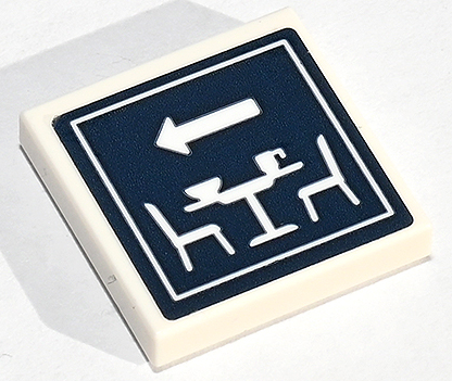 Tile 2 x 2 with Arrow and Restaurant Seating Area Sign on Dark Blue Background Pattern (Sticker) - Set 41747