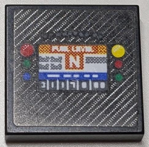 Tile 2 x 2 with Ferrari 488 GTE AF CORSE #51 Dashboard Screen, Odometer, White 'FUEL LEVEL' and Capital Letter N, Red, Yellow, Blue and Green Lights Pattern (Sticker) - Set 42125