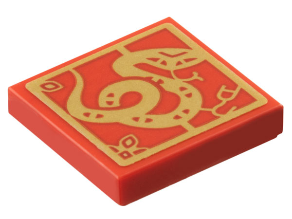 Tile 2 x 2 with Gold Snake and Border Pattern (Sticker) - Set 80116