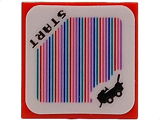 Tile 2 x 2 with Super Mario Scanner Code DK Jumbo Vehicle and 'START' Pattern (Sticker) - Set 72033