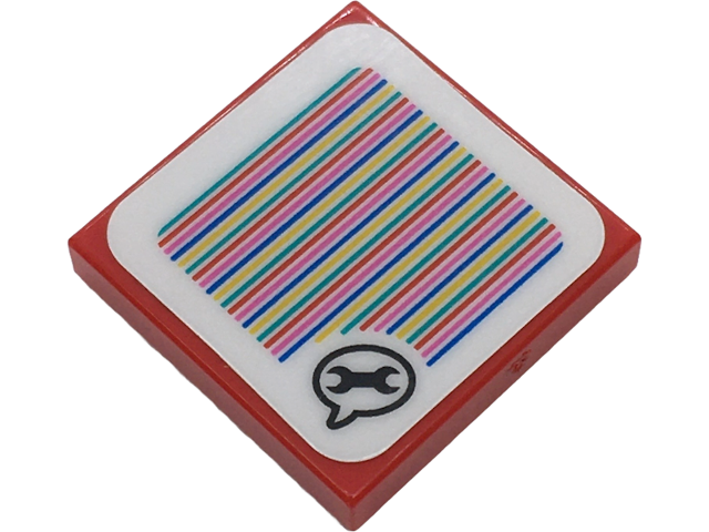 Tile 2 x 2 with Super Mario Scanner Code Toad Speech Bubble with Wrench Pattern (Sticker) - Set 72032