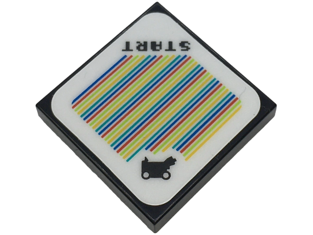 Tile 2 x 2 with Super Mario Scanner Code Buggy and 'START' Pattern (Sticker) - Sets 72034 / 72036 / 72038