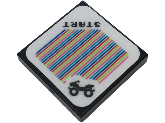 Tile 2 x 2 with Super Mario Scanner Code ATV and 'START' Pattern (Sticker) - Set 72036 / 72039 / 72044