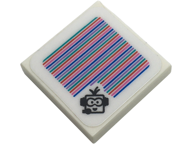 Tile 2 x 2 with Super Mario Scanner Code Lakitu with Headset Pattern (Sticker) - Set 72036