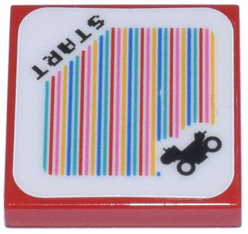 Tile 2 x 2 with Super Mario Scanner Code Yoshi Bike and 'START' Pattern (Sticker) - Set 72031