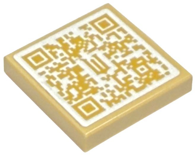 Tile 2 x 2 with Stylized Gold Capital Letter W and Wicked QR Code Pattern (Sticker) - Set 75682