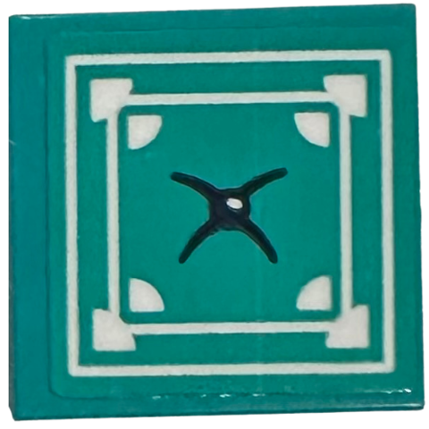 Tile 2 x 2 with Cushion with White Squares and Corners and Black Button Pattern (Sticker) - Set 41743