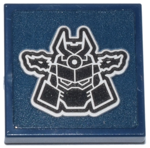 Tile 2 x 2 with Black and White Mech Mask / Helmet with Armor Plates, Circle and Horns Pattern (Sticker) - Set 71837