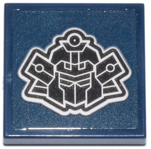 Tile 2 x 2 with Black and White Mech Mask / Helmet with Armor Plates and 3 Circles Pattern (Sticker) - Set 71837